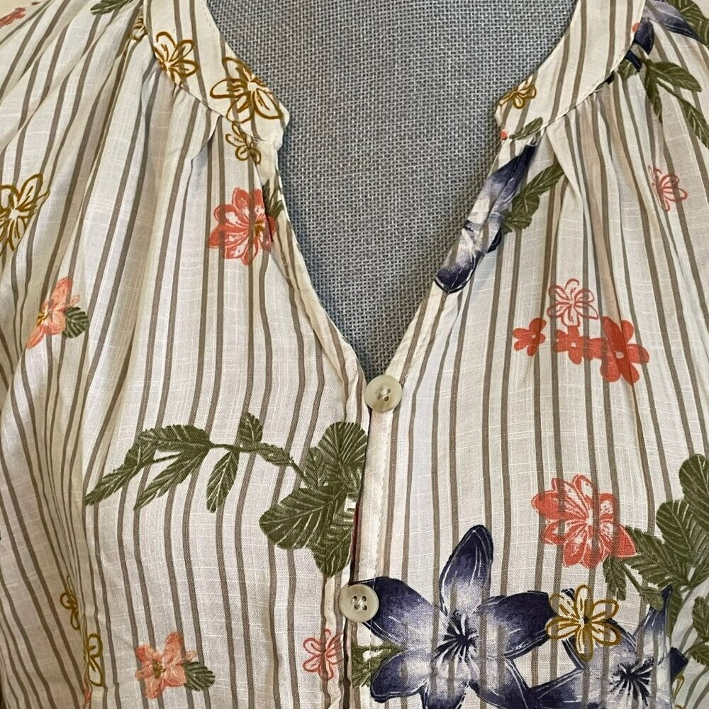 Sonoma Floral Print Button Down 3/4 Sleeve Rayon Blouse Women's Size M - Picture 4 of 4